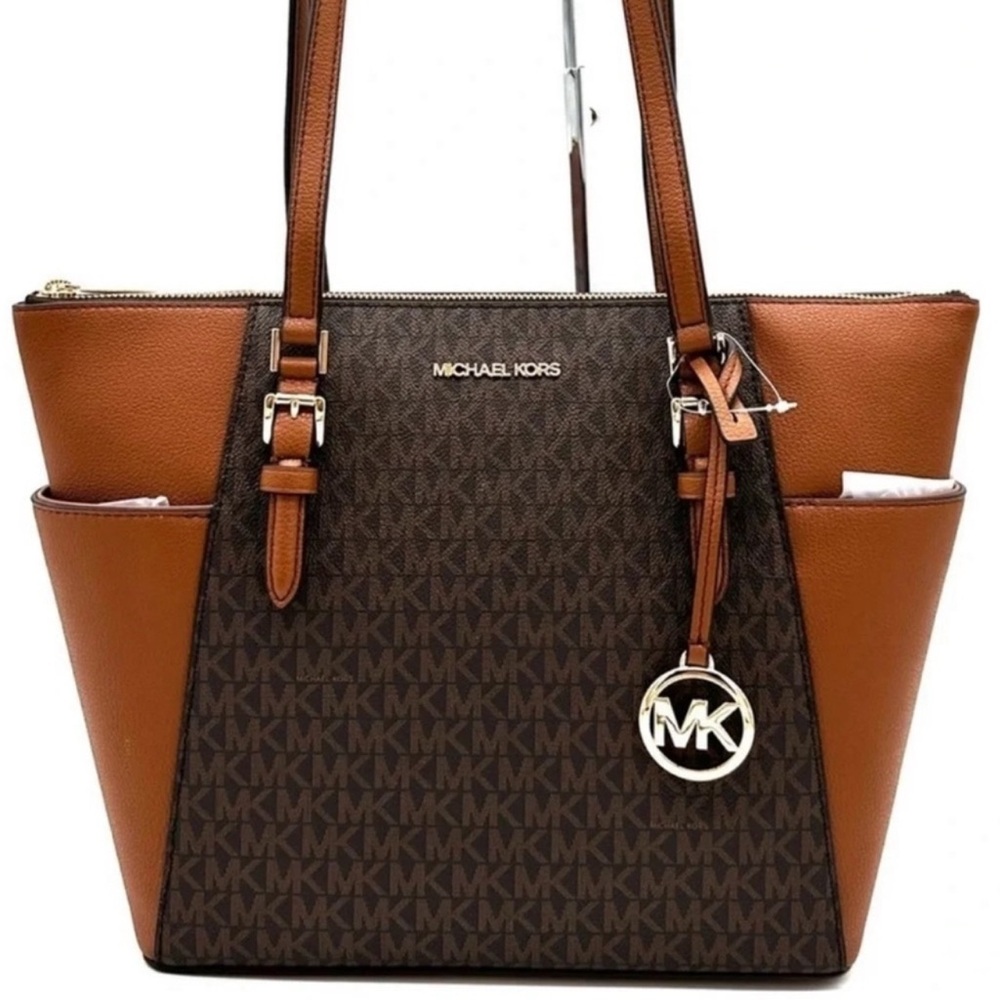Michael Kors Large Charlotte Tote Bag Luggage Brown